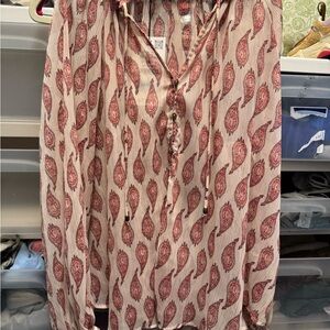 Zara Cream and Red Paisley Blouse